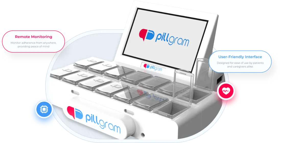 The Pillgram device with its companion app